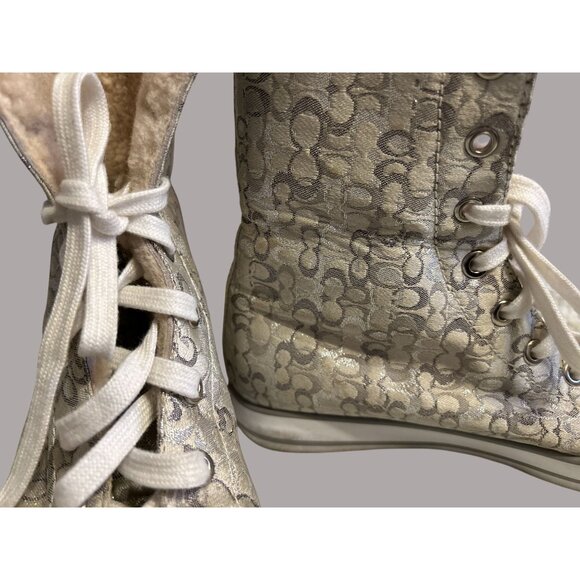 Coach Bonney Shearling Lined Hi Top sneakers Size 6B - Picture 6 of 10